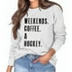 thumbnail image 2 of Sudadera informal de cuello redondo para mujer, de manga larga, holgada, con letras estampadas, color blanco, talla XL, para primavera/otoño, 2 of 5
