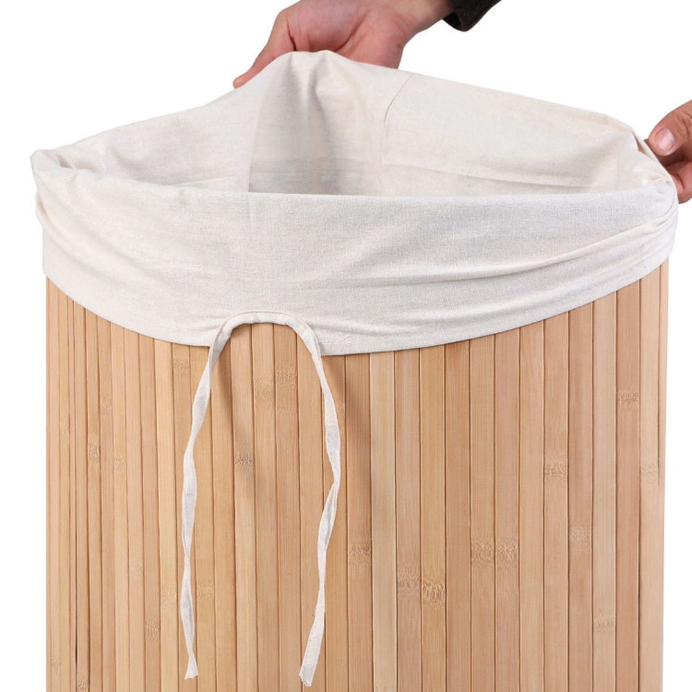 Finihen Laundry Hamper, Laundry Basket, Corner Bamboo Hamper Laundry Basket, for Bathroom, laundry Room, Natural Finihen Laundry Hamper, Laundry Basket, Corner Bamboo Hamper Laundry Basket, for Bathroom, laundry Room, Natural
