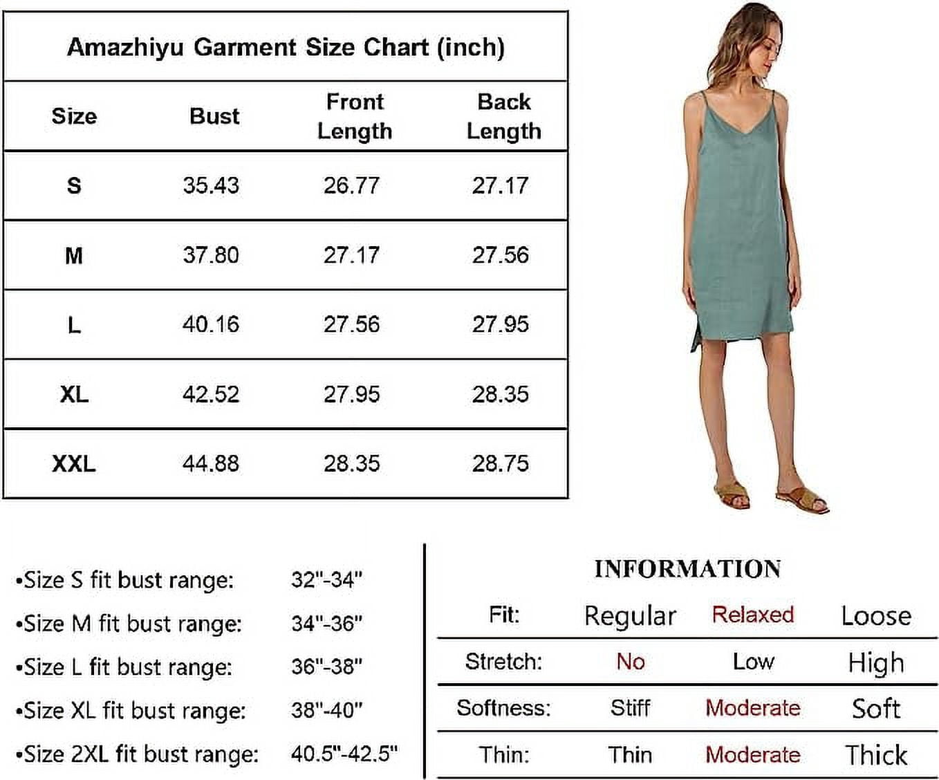 Amazhyu 100% Linen V Neck Spaghetti Strap Sleeveless Summer Causal Dresses with Slit for Women