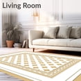 thumbnail image 2 of ODIKA 5'x7' Machine Washable Non-Slip Area Rug, Transitional Lattice Bordered Sophisticated Trellis Motif High Traffic Rug, Beige, 585753, 2 of 7