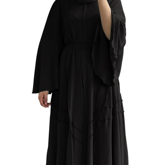 Turkey Dubai Muslim Dress Kaftans Abaya Evening Dresses for Women Dubai Morocco Islam Long Dress Robe Femme Musulmane Vestidos - Black / L