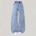 thumbnail image 6 of TOWED22 Baggy Jeans Girls Butterfly Printed Barrel Jeans Low Rise Cute Grunge Denim Pants Clothes,Blue,14-15 Y, 6 of 6