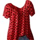 thumbnail image 1 of Camiseta Cuello En V Qarigey Blusa Manga Corta Estampado Mujer Rojo L, 1 of 6