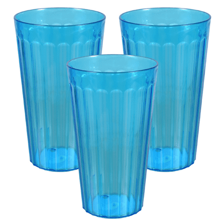 

Plastic Drinking Glasses Tumblers Blue 18 oz - Perfect for Gifts - Lightweight - Stackable - Set of 8