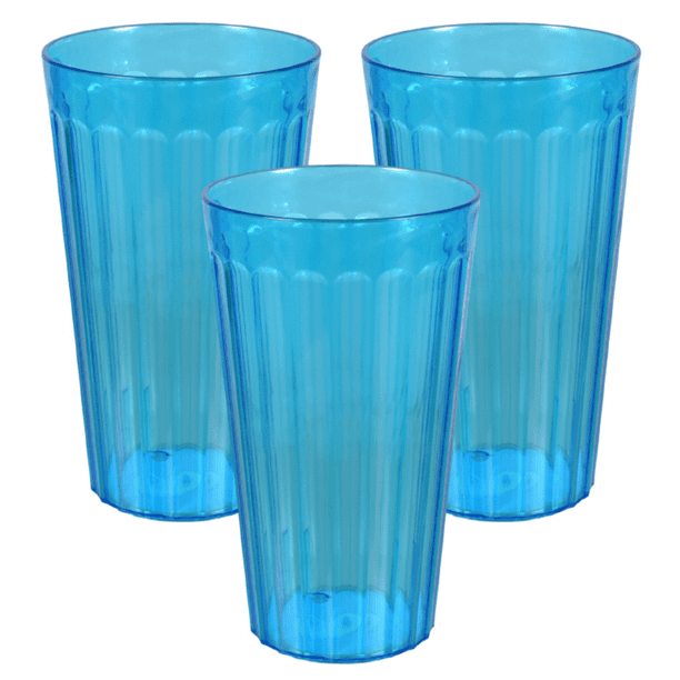 Plastic Drinking Glasses Tumblers Blue 18 Oz Perfect For Ts Lightweight Stackable Set 0017