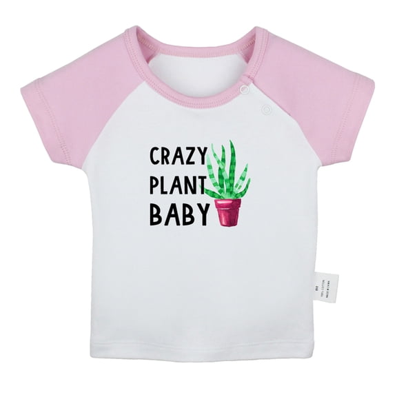 Crazy Plant Baby Funny T shirt For Baby, Newborn Babies T-shirts, Infant Tops, 0-24M Kids Graphic Tees Clothing (Short Pink Raglan T-shirt, 6-12 Months)