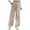 Beige, variant on Antqov Dressy Pants for Women, Buttons Solid Color Straight Wide Leg Pants, Minimalist Comfortable Work Pants
