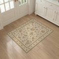 thumbnail image 3 of ODIKA 3'x5' Washable Area Rug Non-Slip, Flatweave, Easy Care Beige Elegance Floral and Leaf Design Classic Vine Motifs with Detailed Border Accents for Hallway, Laundry Room, 3 of 7