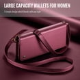 thumbnail image 6 of Alllytechgroup Wristlet Wallets for Women, Genuine Leather Zipper Purse Phone Pocket Credit Card Holder Large Capacity Trifold Ladies Wallet, Winered, 6 of 8