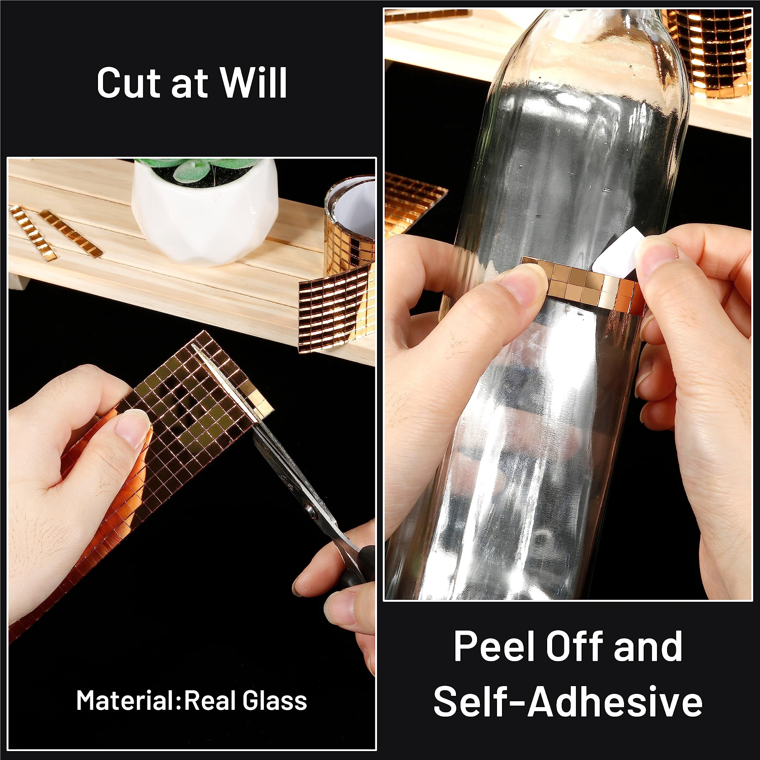 2360 Disco Ball Tiles  5 X 5 Mm Self-adhesive Mirror Peel And Stick Mosaic For Diy Photo Frame Art Collage Indoor Decor (luxury Gold)