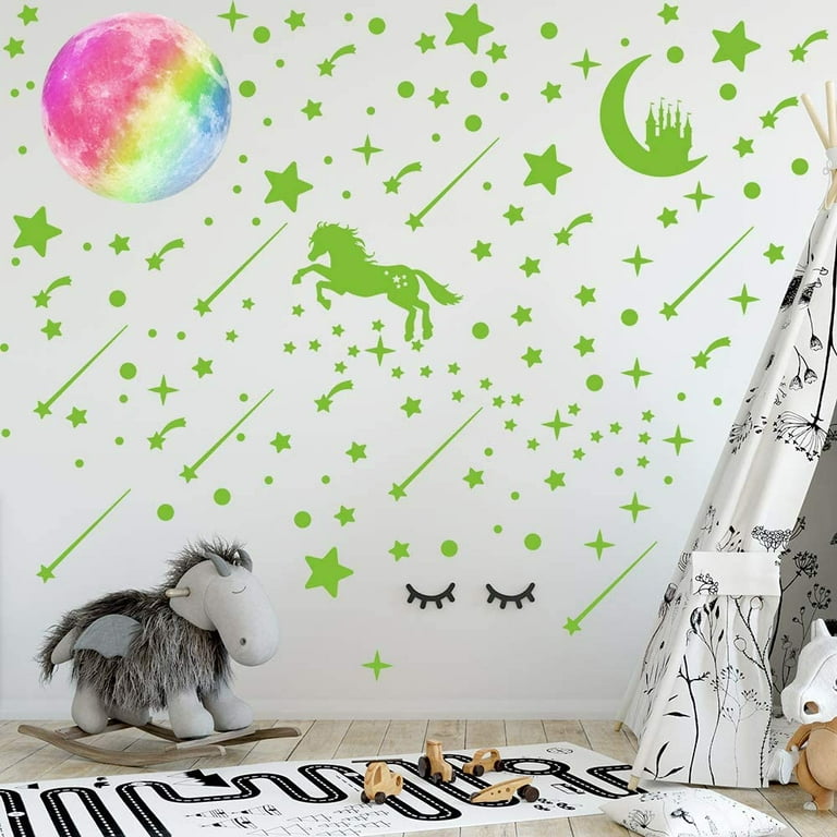 296Pcs Glow in The Dark Stars Stickers and 1Pc Glowing Colorful