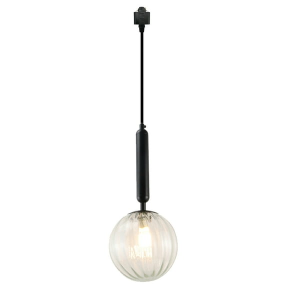 Kiven H-Type Track Lighting, 1-Light Modern Halo Track Pendant Light with Glass Shade & E12 Socket, Track Light Pedant with 12" Cord