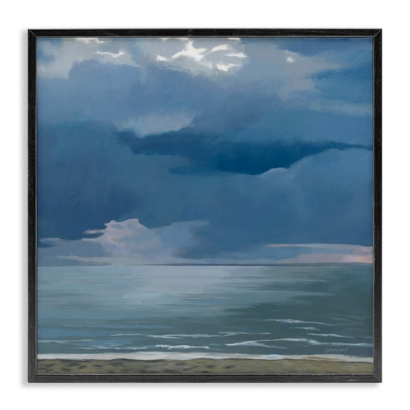 Stupell Industries Contemporary Gloomy Cloud Beachscape Black Framed Giclee Art, 12 x 12, by Katherine Lovell