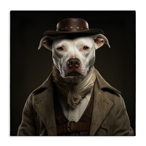 Stupell Industries Eclectic Vintage Fashion Pit Bull Canvas Art, 17 x 17, by RB