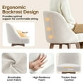 thumbnail image 6 of WOOW DEPOT 26" Swivel Bar Stools Large Seat Set of 2, Upholstered Linen Fabric w/ Mid-Back Wood Legs, Modern Armless Island Counter Barstools Kitchen Pub Chair, Off White, 6 of 12