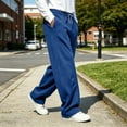 thumbnail image 4 of Men's Casual Baggy Sweatpants Wide Leg Golf Travel Pants Streetwear Joggers with Back Pockets Size 3XL Blue, 4 of 8