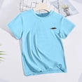 thumbnail image 5 of HAOTAGS Girls Athletic Shirts(2-18) Letter Print Short Sleeve Quick Dry T-shirts Sports Activewear Workout Tops Light Blue Size 16-17Years, 5 of 6