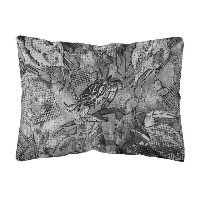 "Caroline's Treasures 8953PW1216 Lona gris Almohada decorativa de tela de lona de cangrejos abstractos, grande, multicolor" Caroline's Treasures 8953PW1216