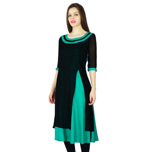 Phagun Kurta Designer Femme Kurti Ethnique Haut Tunique Rayonne & Robe en Georgette