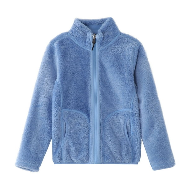 Sudadera Para Niños Pequeños Forro Polar Para Otoño E Invierno Tops De Forro Polar Más Cárdigan De Forro Polar Coral Suéter Con Capucha Azul Cielo Odeerbi LM103-7705