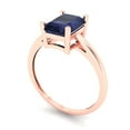 thumbnail image 2 of 2 ct Emerald Cut Simulated Blue Sapphire Solitaire 14K Rose Gold Womens Engagement Ring, 2 of 5
