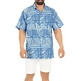 thumbnail image 6 of LA LEELA Men's Cotton Linen Effect Beach Hawaiian Shirt Casual Cuban Short Sleeve Funky Shirt For Men XL Geometric, Royal Blue, 6 of 6