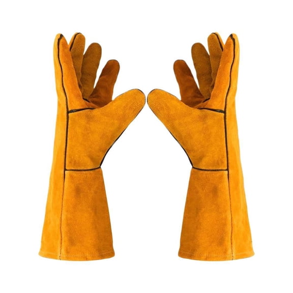 Thickened Double Layer Cowhide Welding Gloves Heat Durable Leather Work for Industrial Use