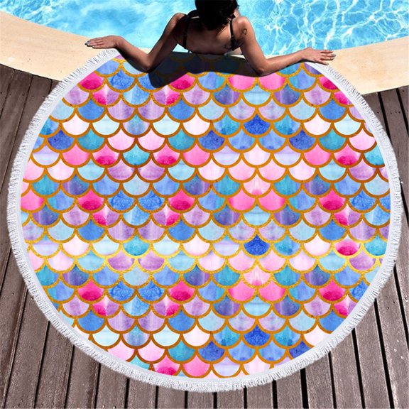 ZFYXGS Round Printed Beach Towel Microfiber Shawl Beach Towel Beach Mat