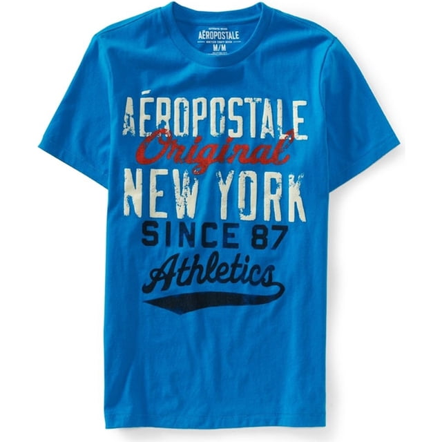 Aeropostale Hombre Puff Paint Original Brnew York Graphic Camiseta, Azul, X-Large Aeropostale Camiseta gráfica