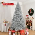 thumbnail image 6 of 6 FT Artificial Christmas Tree, Unlit Hinged Christmas Pine Tree with 800 Branch Tips and Sturdy Metal Stand, Silver, 6 of 6