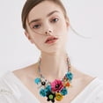 thumbnail image 6 of Women Floral Chain Statement Bib Big Necklace Collar Fashion Jewelry, 6 of 8