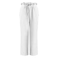 thumbnail image 4 of Women's Cotton Linen Pants, Elastic Waist Wide Leg Trousers with Pockets, Soft Quick-Dry Casual Beach Vacation Pants, Comfortable Streetwear Wide Leg Trousers for Women White XXL, 4 of 4