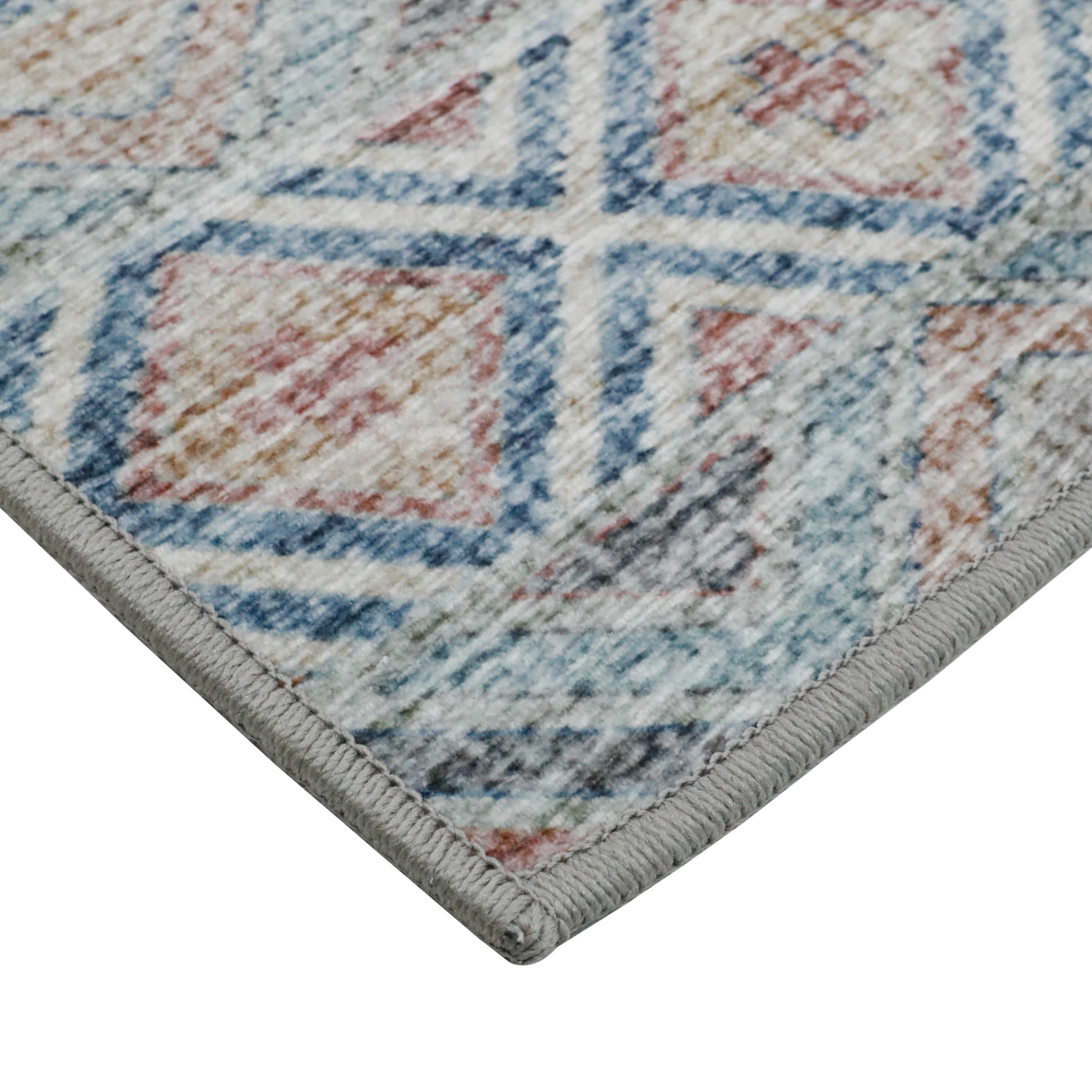 Washable Skid-Resistant Runner Rug Geometric Pink 24" x 96"