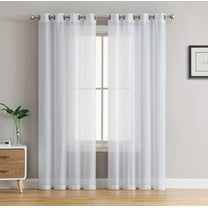 THD Basics 2 Piece Semi Sheer Voile Window Curtain Drapes Grommet Top Panels for Bedroom, Living Room & Kids Room - Set of 2 panels
