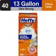 Hefty Ultra Strong 13 gallon Trash Bags, Tall Kitchen Trash Bags, White, Citrus Twist Scent, 40 Bags