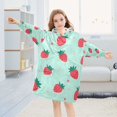 thumbnail image 5 of FORMRS Wearable Blanket Hoodie with Sleeves for Kids Cozy Flannel Sweatshirt, Green Strawberry, 5 of 7