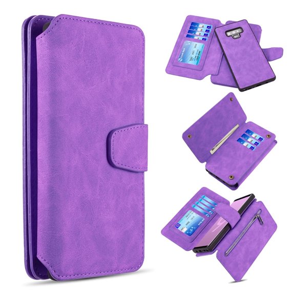 GSA Luxury Wallet Detachable Case for Samsung Galaxy Note 9 - Dark Purple
