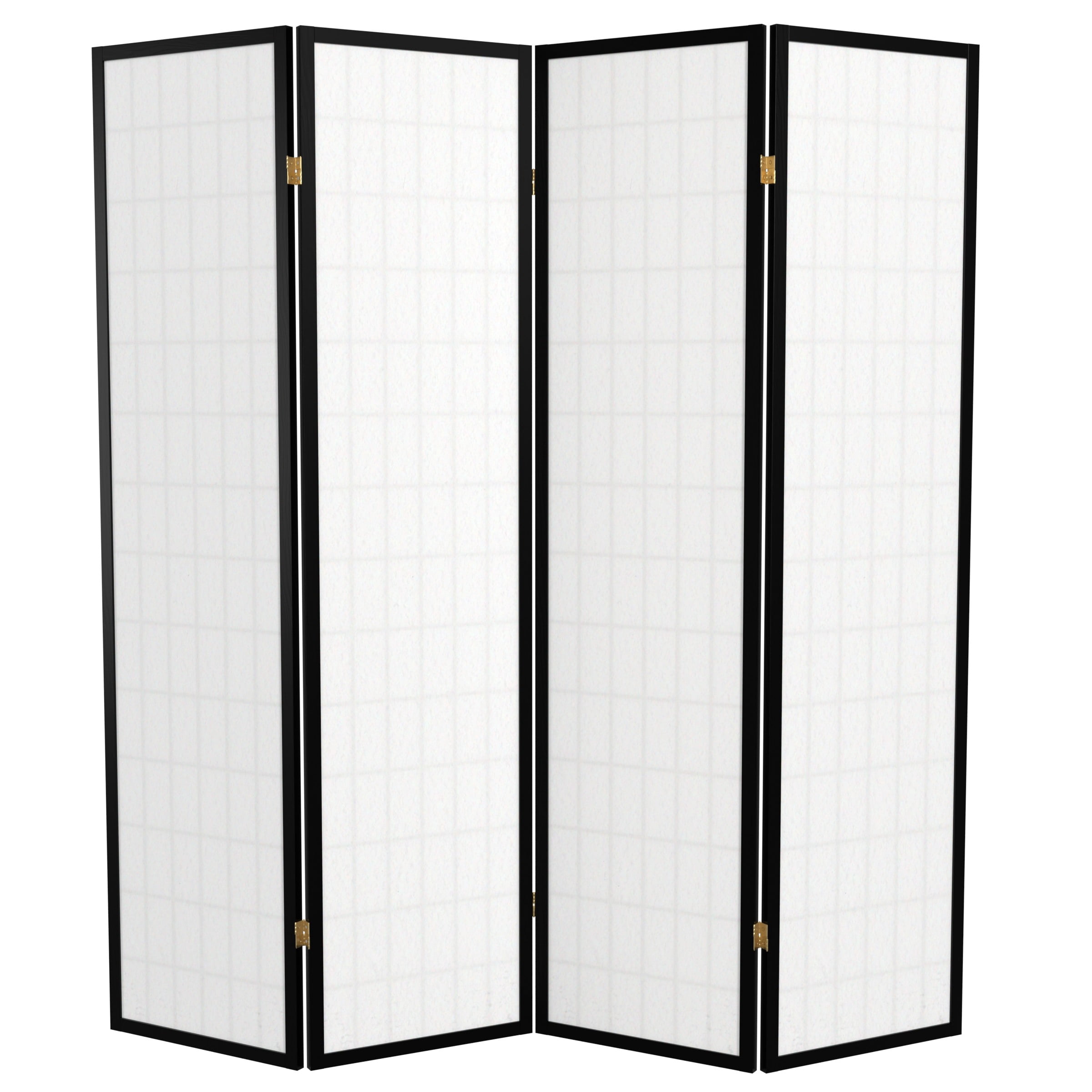 6 ft. Tall Window Pane Shoji Screen - Black - 4 Panels