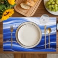 thumbnail image 4 of Blue Waves Abstract Placemats Set of 4, Ocean Fluid Gradient Luxury Placemats for Dining Table, Place Mats for Kitchen Tabletop, Waterproof Wipeable Dining Table Mats Set, 4 of 9