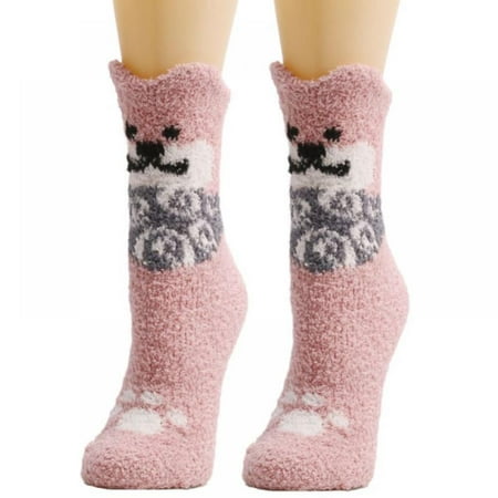 

Womens Fuzzy Slipper Socks Shiba inu Fluffy Cabin Warm Soft Fleece Winter Stocking Stuffer Cozy Comfy Thick Sleep Adult Home Christmas Gift Socks Pink