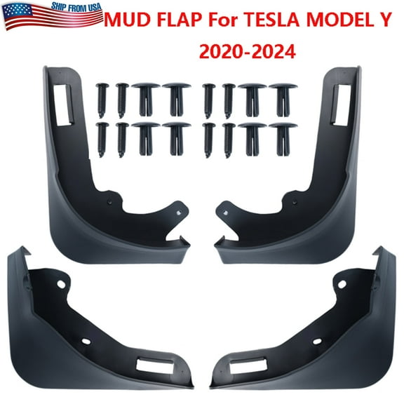4X Splash Guards Mud Flaps For Tesla Model Y 2020-2024 Front Rear Mudguards