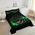 thumbnail image 4 of Erosebridal Ensemble de Couette Pleine de Basketball Néon, Insert de Couette Hexagone Vert Dégradé, Réversible 3 Pcs, 4 of 7
