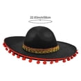 thumbnail image 3 of Hsqqdc Mexican Sombrero Hat with Pom Pom Edging, Felt Wide Brim Matador Hat for Party,Daily Use, 3 of 7