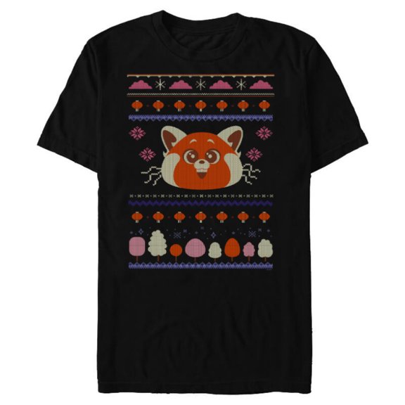 Disney and Pixar’s Turning Red Panda Ugly Christmas Sweater - Short Sleeve Blended T-Shirt for Adults - Customized-Black
