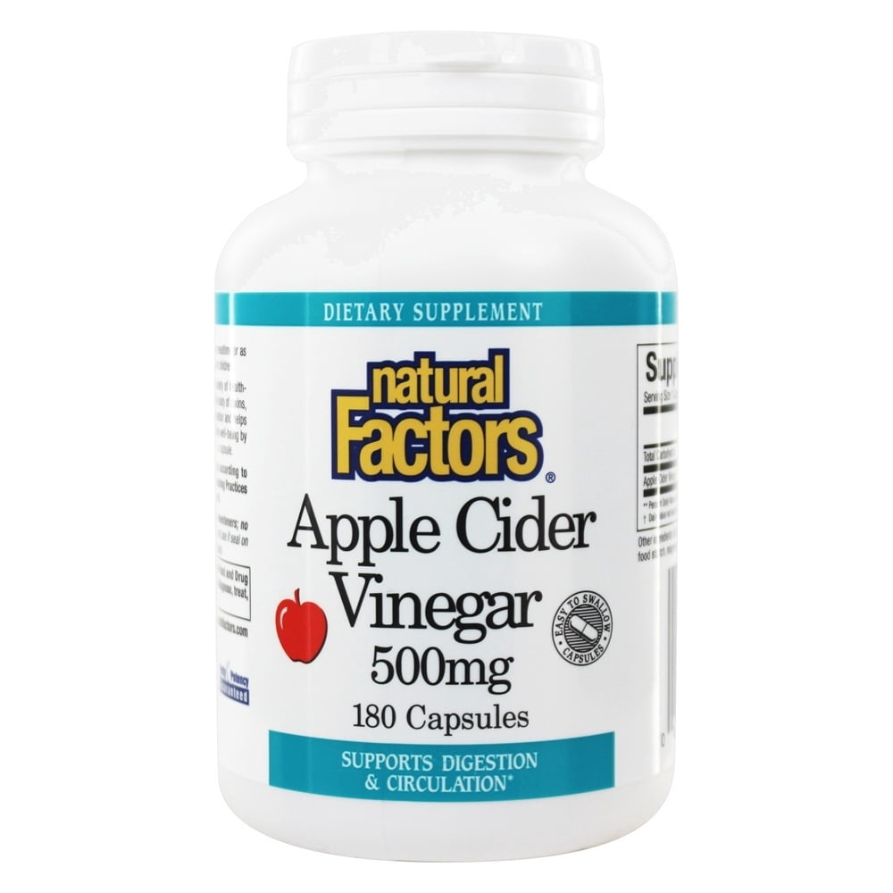 Natural Factors Apple Cider Vinegar 500 mg. 180 Capsules