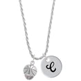 thumbnail image 1 of Delight Jewelry Silvertone Antiqued Basketball Spinner Silvertone Script Initial Disc - C - Charm Necklace, 20"+3", 1 of 4