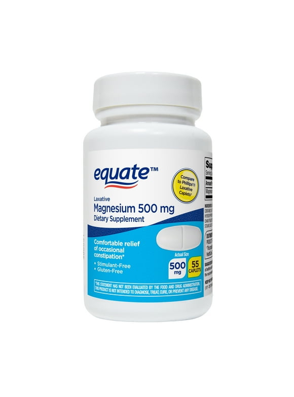 Equate Magnesium Laxative Caplets Dietary Supplement, 500 mg, 55 Count