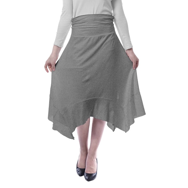 Moomaya Jupe Midi Mouchoir pour Femmes Taille Haute Décontractée Été