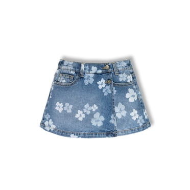 Wonder Nation Girls Floral Denim Skort, Sizes 4-18 & Plus