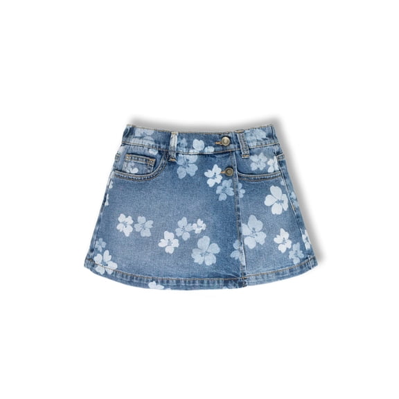 Wonder Nation Girls Floral Denim Skort, Sizes 4-18 & Plus